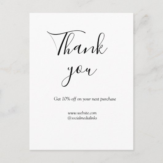 Bedankt voor bestelkorting code website social b briefkaart (Voorkant)