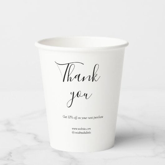 Bedankt voor bestelkorting code website social b papieren bekers (Voorkant)