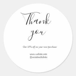 Bedankt voor bestelkorting code website social b ronde sticker