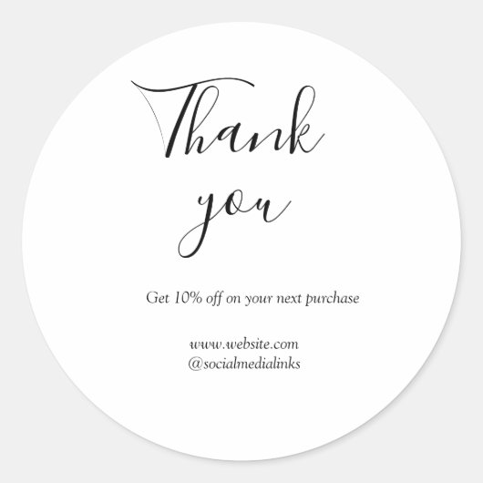 Bedankt voor bestelkorting code website social b ronde sticker (Voorkant)