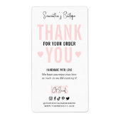 Bedankt voor bestelling Logo Vrouwelijke Roze Verp Etiket (Voorkant)