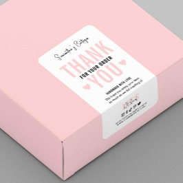 Bedankt voor bestellogo vrouwelijke roze verpakkin etiket