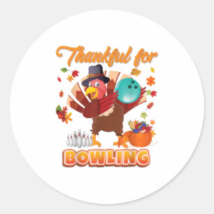 Bedankt voor Bowling Thanksgiving Turkey Playin Ronde Sticker