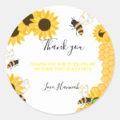 Bedankt voor Buzz-ing voor mijn eerste bijendag Ronde Sticker (Voorkant)