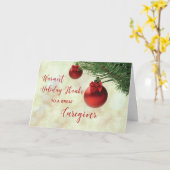Bedankt voor Caregiver Christmas Tree Ornament Kaart (Gele Bloem)