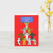 Bedankt voor Cheer Coach Cartoon Cats Kaart (Gele Bloem)