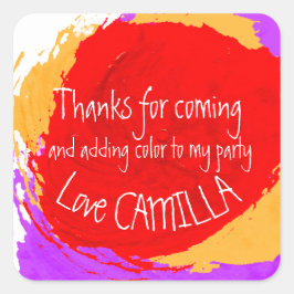 Bedankt voor coming art party verf stickers