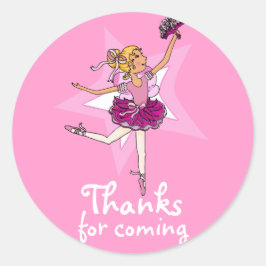Bedankt voor Coming Ballarina Meisjes Verjaardag s Ronde Sticker