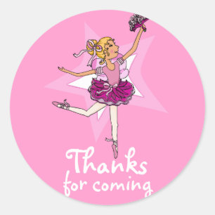 Bedankt voor Coming Ballarina Meisjes Verjaardag s Ronde Sticker