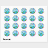 Bedankt voor Coming Blue Dragon Rainbow Colours Ronde Sticker (Vel)