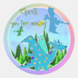 Bedankt voor Coming Blue Dragon Rainbow Colours Ronde Sticker