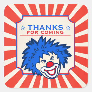 Bedankt voor coming circus clown birthday sticker