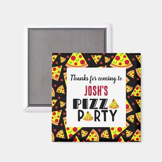 Bedankt voor Coming Kinder Pizza Verjaardagsfeestj Magneet (Voorkant / Achterkant)