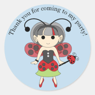Bedankt voor Coming Ladybug Fairy Sticker Blauw
