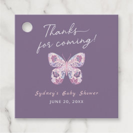 Bedankt voor Coming Paarse Butterfly Baby shower Bedankjes Labels