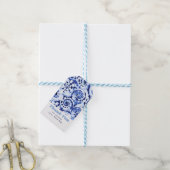 Bedankt voor Coming Tie Dye Blue Shibori Art Cadeaulabel (Met Touw)