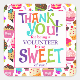 Bedankt voor Cupcake Volunter Vierkante Sticker