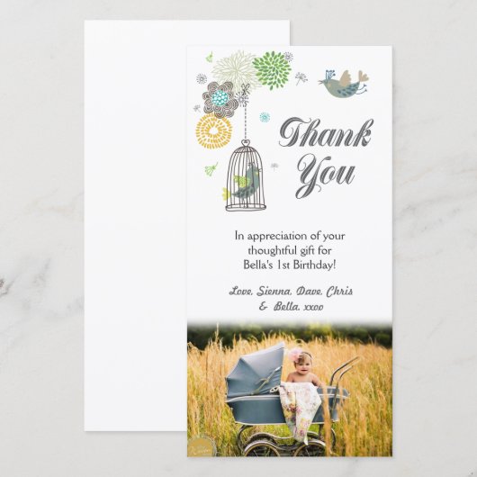 Bedankt voor de 1e verjaardag Sjabloon meisjes (Voorkant / Achterkant)