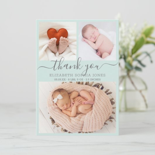 Bedankt voor de aankondiging van de geboorte Aqua  (Staand voorkant)