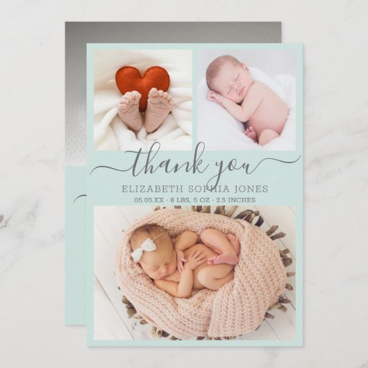 Bedankt voor de aankondiging van de geboorte Aqua  (Voorkant / Achterkant)