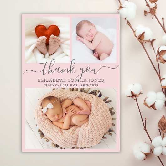 Bedankt voor de aankondiging van de geboorte Blush