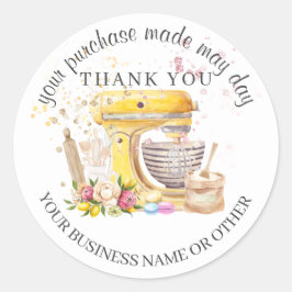 Bedankt voor de aankoop, kleine bakkerijbedrijven. ronde sticker