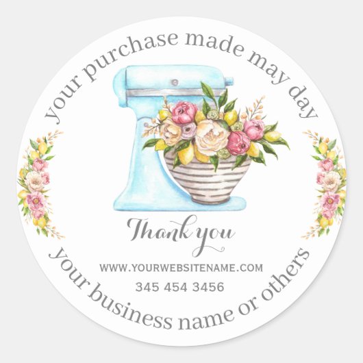 Bedankt voor de aankoop, kleine bakkerijbedrijven. ronde sticker (Voorkant)