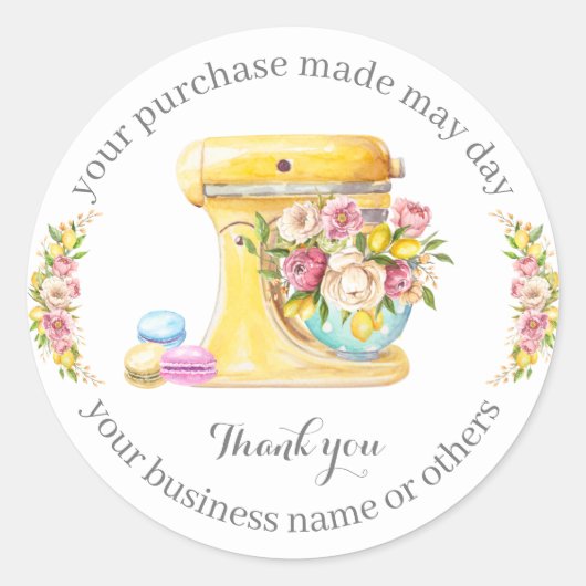 Bedankt voor de aankoop, kleine bakkerijbedrijven. ronde sticker (Voorkant)