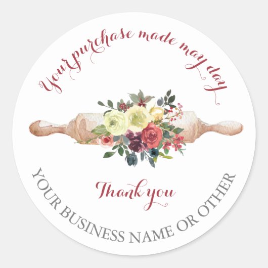 Bedankt voor de aankoop, kleine bakkerijbedrijven. ronde sticker (Voorkant)