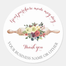Bedankt voor de aankoop, kleine bakkerijbedrijven. ronde sticker