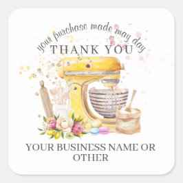 Bedankt voor de aankoop, kleine bakkerijbedrijven. vierkante sticker