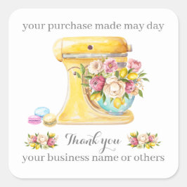 Bedankt voor de aankoop, kleine bakkerijbedrijven. vierkante sticker