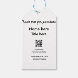 Bedankt voor de aankoop naam hier scannen QR Cadeaulabel
