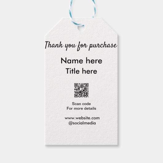 Bedankt voor de aankoop naam hier scannen QR Cadeaulabel (Voorkant)