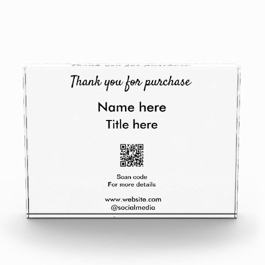 Bedankt voor de aankoop naam hier scannen QR Fotoblokken (Voorkant)