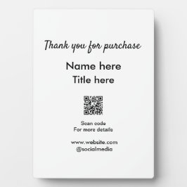 Bedankt voor de aankoop naam hier scannen QR Fotoplaat