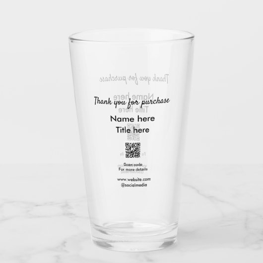 Bedankt voor de aankoop naam hier scannen QR Glas (Voorkant)