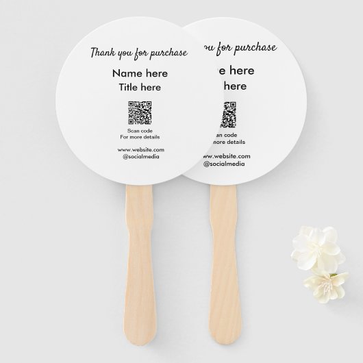 Bedankt voor de aankoop naam hier scannen QR Handwaaier (Voorkant en achterkant)