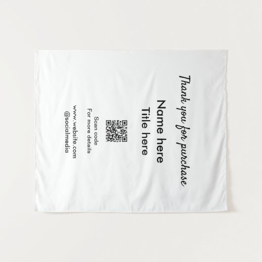 Bedankt voor de aankoop naam hier scannen QR Wandkleed (Voorkant (horizontaal))