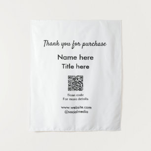 Bedankt voor de aankoop naam hier scannen QR Wandkleed