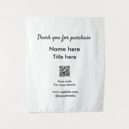 Bedankt voor de aankoop naam hier scannen QR Wandkleed (Voorkant)