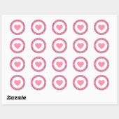Bedankt voor de aankoop Pink Heart Circle Ronde Sticker (Vel)