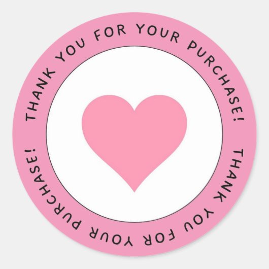Bedankt voor de aankoop Pink Heart Circle Ronde Sticker (Voorkant)