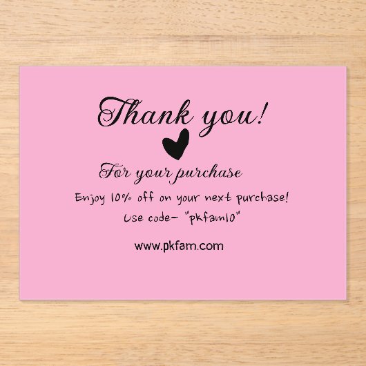 Bedankt voor de aankoop roze familie zakelijk deta acryl uitnodigingen (Voorkant)