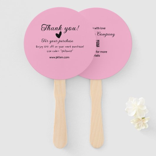 Bedankt voor de aankoop roze familie zakelijk deta handwaaier (Voorkant en achterkant)