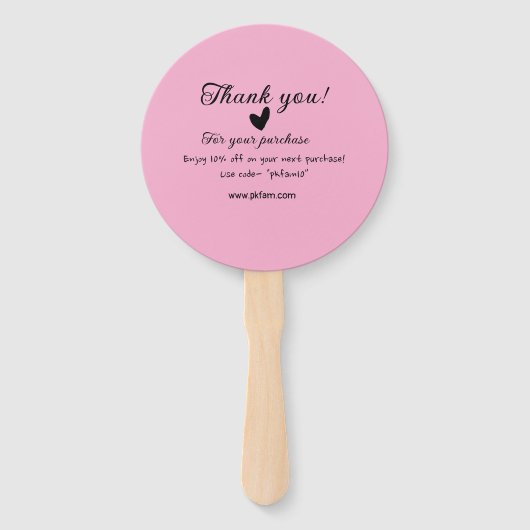 Bedankt voor de aankoop roze familie zakelijk deta handwaaier (Voorkant)