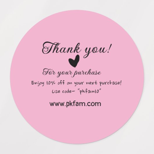 Bedankt voor de aankoop roze familie zakelijk deta labels (Design 1)