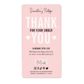 Bedankt voor de aankoop Roze trendy logo verzendin Etiket (Voorkant)