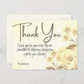 Bedankt voor de aankoop van gele bloemen Waterverf Briefkaart (Voorkant / Achterkant)