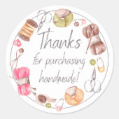 Bedankt voor de aankoop van Handmade Ronde Sticker (Voorkant)